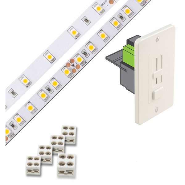 Diode Led 100 LED Tape Light 24V 3500K 16.4 ft. & Driver w/ Switch DI-KIT-24V-BC1SX60-3500